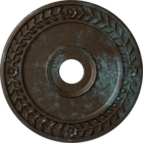 Ekena Millwork Wreath Ceiling Medallion (Fits Canopies up to 6"), 21 1/8"OD x 3 5/8"ID x 7/8"P, Bronze Blue Patina CM21WRBBS - main